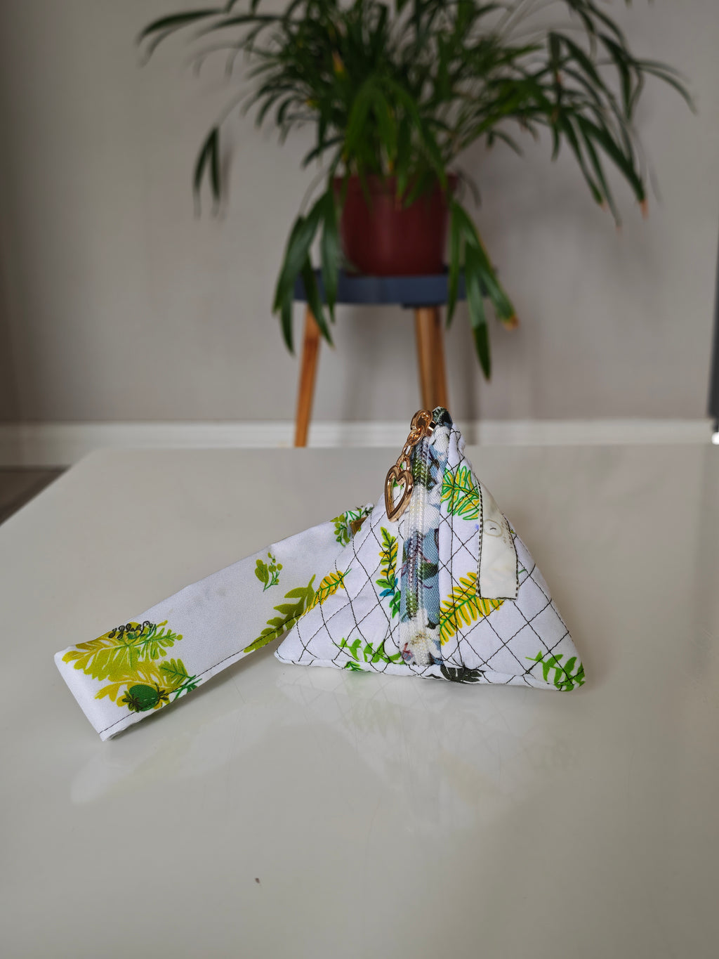 Triangular key pouch with wristlet